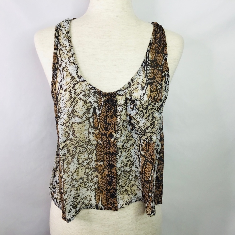 Nwot Timing Tank Top Size Small Crop Snakeskin Animal Print Black Brown